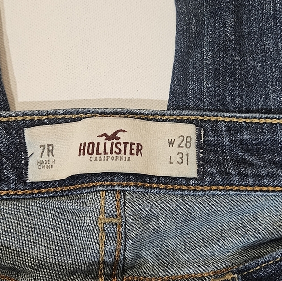 Hollister Jeans Womens 7R 28x31 Distressed Dark Wash Low Rise Skinny Y2K Style - Picture 11 of 12